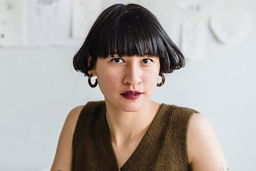 A woman in an art galery